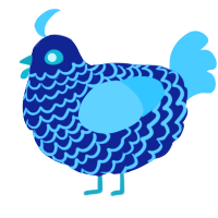 A navy and aqua chicken with a lace pattern