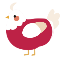 A crimson and cream chicken with a head pattern