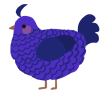 A indigo and navy chicken with a lace pattern