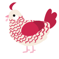 A cream and crimson chicken with a lace pattern