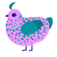 Your Love, a lavender and teal chicken with a speckle pattern