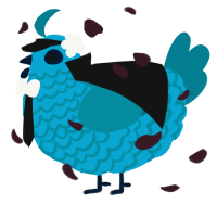 A cerulean and sea chicken with a lace pattern