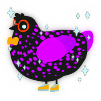 A sable and amethyst chicken with a speckle pattern