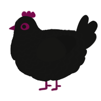 A black chicken with a lace pattern