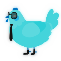 A aqua chicken with a head pattern