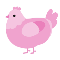 A pink chicken with a head pattern