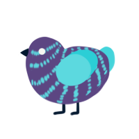 Midnight, a overcast and aqua chicken with a bar pattern