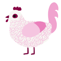 A white and pink chicken with a double-lace pattern