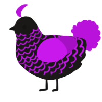 A sable and amethyst chicken with a lace pattern