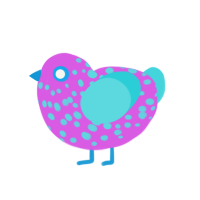 The N30nGénue, a orchid and aqua chicken with a speckle pattern