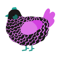 A sable and orchid chicken with a lace pattern