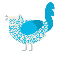 A cream and cerulean chicken with a double-lace pattern