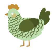 A gluppy and olive chicken with a lace pattern
