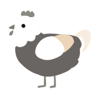 A grey and cream chicken with a head pattern