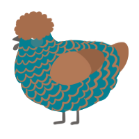 A sea and brown chicken with a lace pattern