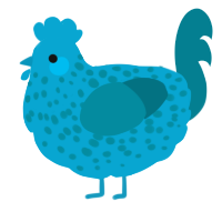 A cerulean and sea chicken with a speckle pattern