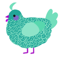 A turquoise and mint chicken with a double-lace pattern