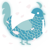 A cerulean and aqua chicken with a lace pattern