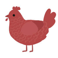 A red chicken with a lace pattern