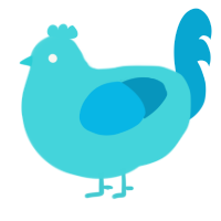 A aqua and cerulean chicken