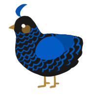 A sable and ultramarine chicken with a lace pattern