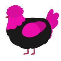 A sable and fuchsia chicken with a head pattern