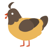 A honey and bark chicken with a head pattern