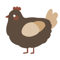 A bark and beige chicken