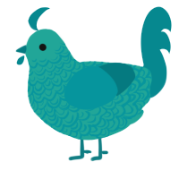 A turquoise and teal chicken with a double-lace pattern