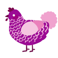 A plum and pink chicken with a lace pattern
