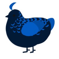 A tumblr and ultramarine chicken with a half-lace pattern