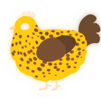 A honey and bark chicken with a speckle pattern
