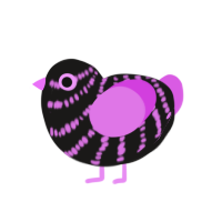 Scene, a sable and orchid chicken with a bar pattern