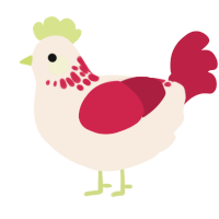 A cream and crimson chicken with a neck-speckle pattern