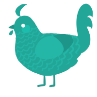 A turquoise chicken with a lace pattern