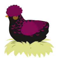A sable and wine chicken with a half-lace pattern