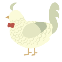 A white and silver chicken with a lace pattern