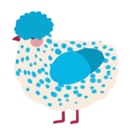 A cream and cerulean chicken with a speckle pattern