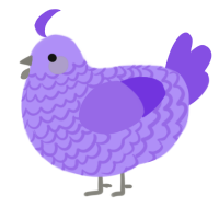 A lilac and blurple chicken with a lace pattern