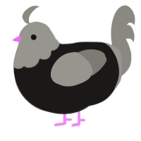 A sable and ash chicken with a head pattern