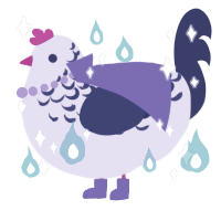 A lilac and navy chicken with a half-lace pattern