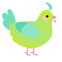 A lime and mint chicken with a lace pattern