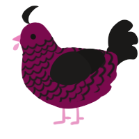A wine and sable chicken with a lace pattern