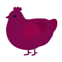 A wine and maroon chicken with a speckle pattern