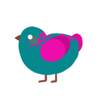 poyoquese, a teal and fuchsia chicken with a neck-speckle pattern