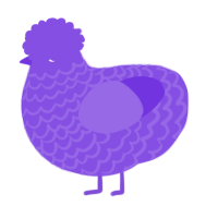 A blurple chicken with a lace pattern