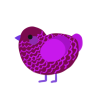 Orb, a wine and amethyst chicken with a lace pattern