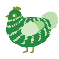 A viridian and gluppy chicken with a bar pattern