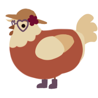 A red and beige chicken with a head pattern