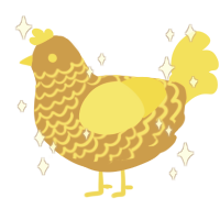 A gold and yellow chicken with a lace pattern